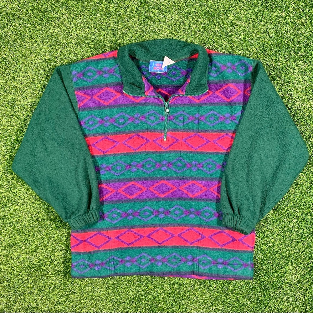 Vintage abstract Aztec design quarter zip fleece